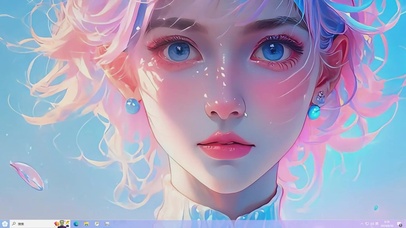 粉色头发AI美女-桌面主题