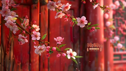 4K桃花红墙外