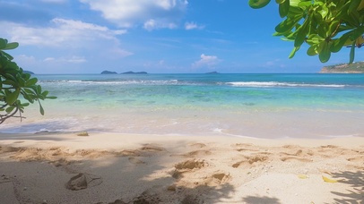 4K唯美治愈清凉夏日沙滩海景