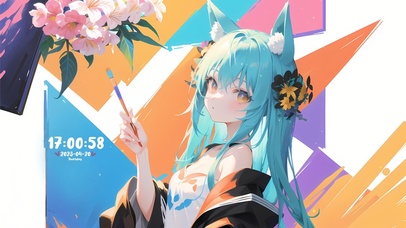 4K清纯可爱猫耳画画少女