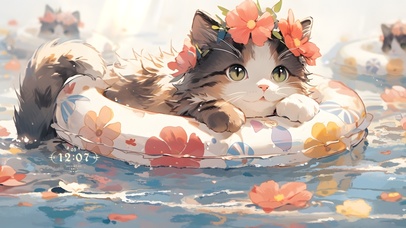 4k 夏日泳池猫猫 狸花