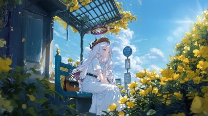 夏日白发樱花少女