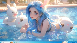 清纯水中嬉戏女孩