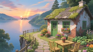 唯美晚霞小屋	