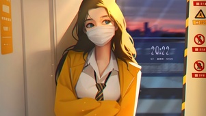 唯美漫画风地铁美女