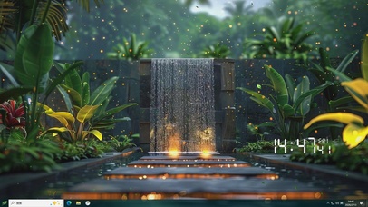 护眼树木绿景萤火虫桌面主题