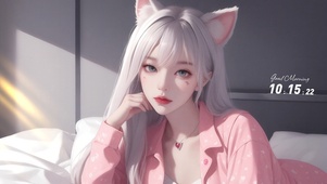 银发狐耳美女