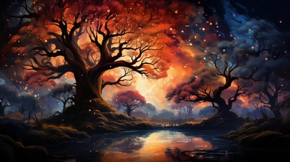 4K 星空下的美景 火树之光