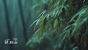 雨中竹林