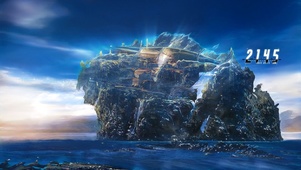 4k 日落海上礁石之城