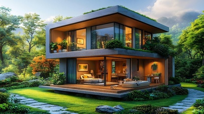 护眼山边方型别墅