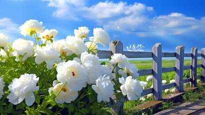 蓝天唯美花簇 治愈	