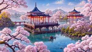 4k樱花小亭