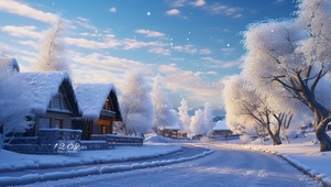 冬日小镇雪景