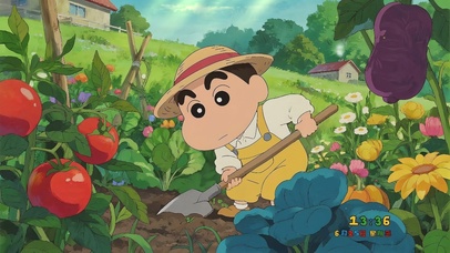 认真干农活的蜡笔小新