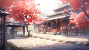 古风樱花庭院