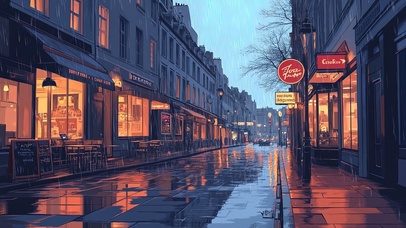 宁静街道下的温暖商铺