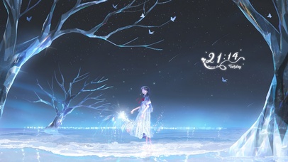 唯美夜晚星空下少女