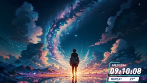 湖面治愈星空银河4K