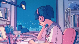 夜晚工作女孩