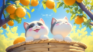 橙子树下猫咪