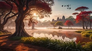 唯美清晨林间