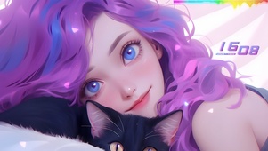 清纯少女与黑猫	