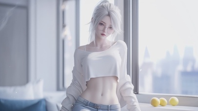 眨眼动态-窗户边时尚都市女孩