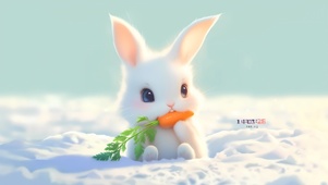 雪地上小兔子
