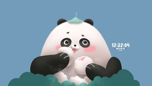 吃包子的熊猫