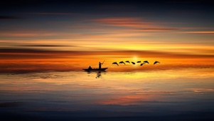 夕阳下