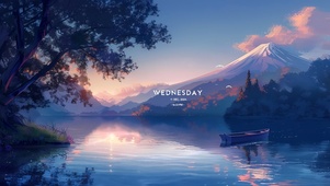 晚霞湖泊