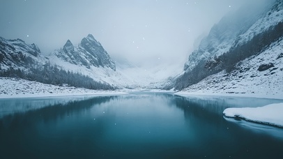 雪幕湖山
