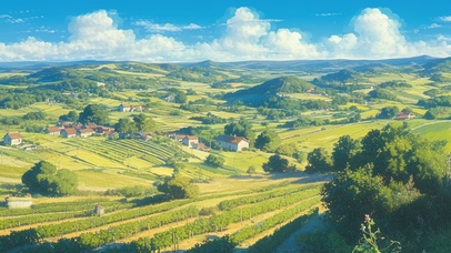 绿色护眼葡萄园农场风光