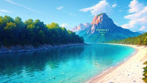 绿树河流