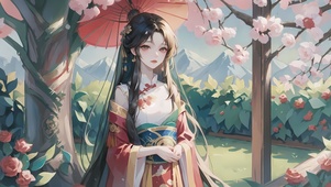 花簇簇，美丽女孩
