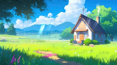 阳光下的静谧小屋