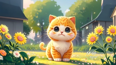可爱向日葵橘猫