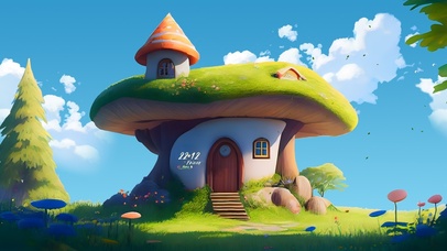 清新蘑菇小房