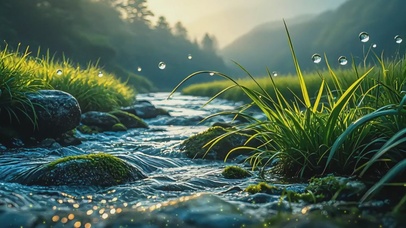 清晨溪水风景
