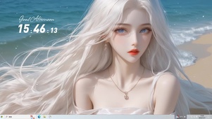 海边白发绝美少女