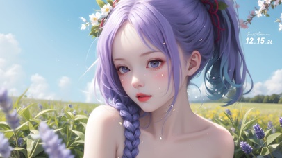 夏日甜美紫发美少女