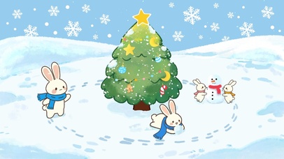 下雪啦 和小兔一起玩雪吧