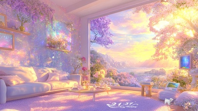 温馨梦幻夕阳房间