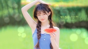 4K夏日清新西瓜美女