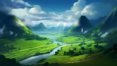 炊烟袅袅的山野