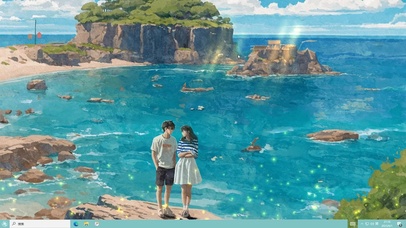 4k夏天 海边 情侣 蓝色大海