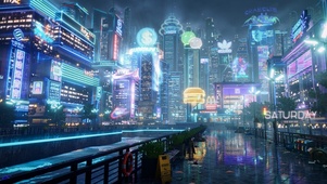4K赛博朋克商业街