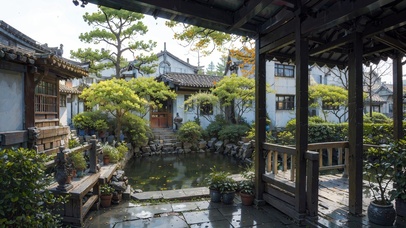 4K唯美古风园林庭院