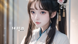 屋内清纯汉服少女